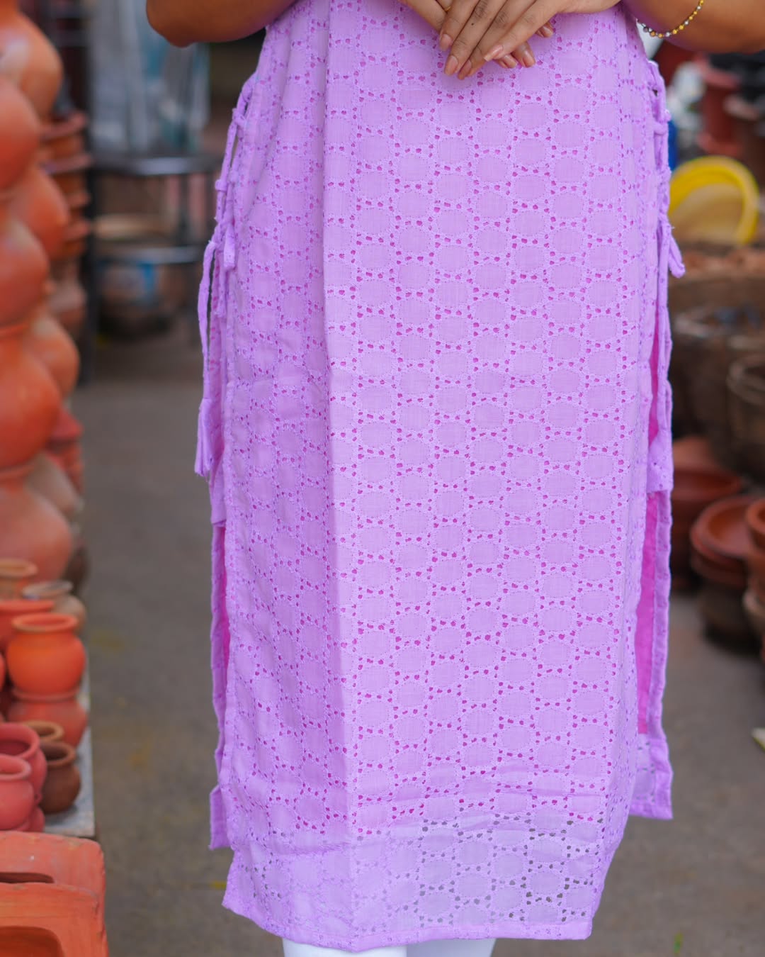 AC136  Lavender Hakoba Cotton Kurti