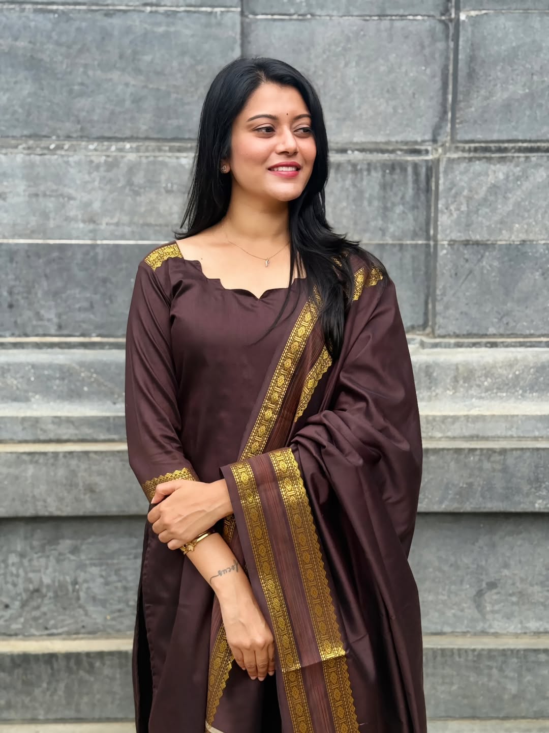 AC145 Soft Raw Silk Kurti Dupatta Set