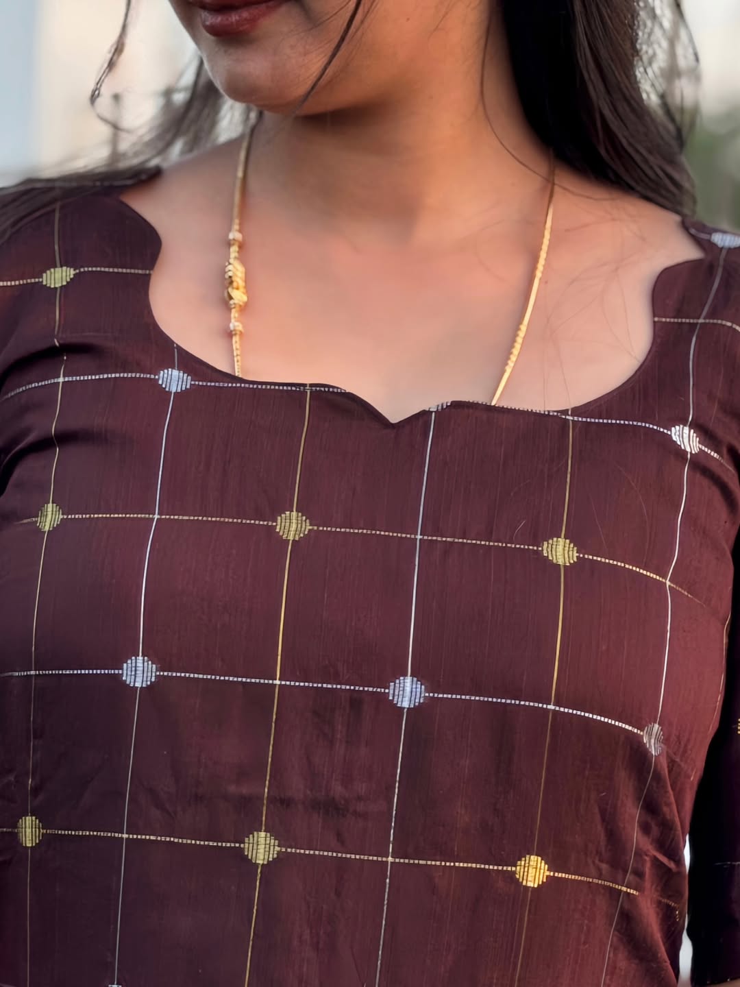 AC155 Coffee Brown Raw Silk Kurti Dupatta Set