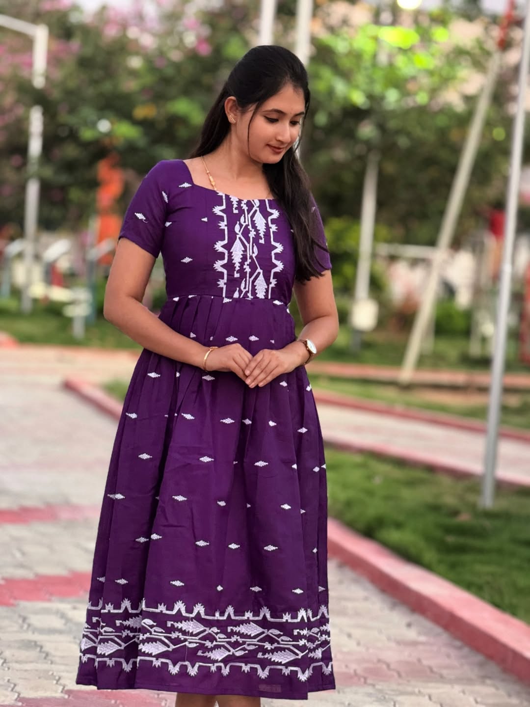 AC158 Handloom Jamdani Cotton Maxi