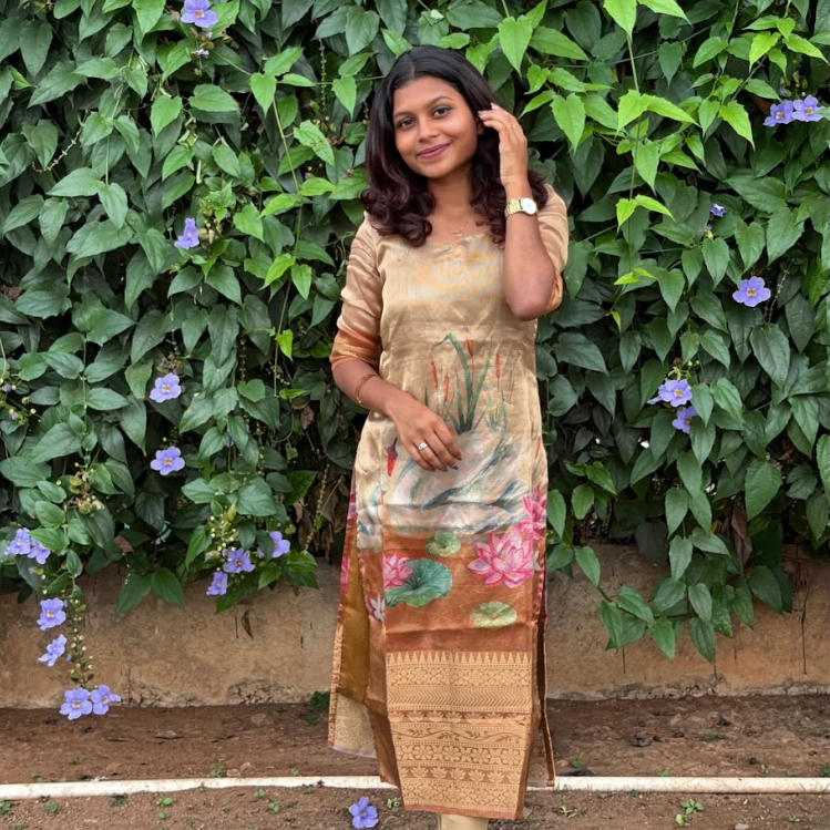 AC160 Golden Tissue Silk Kurti