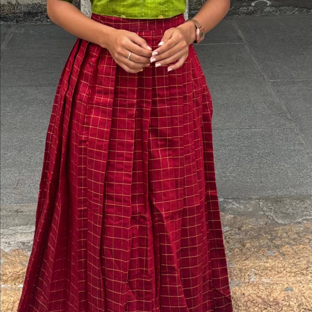 AC148 Raw Silk Crop Top & Skirt Set