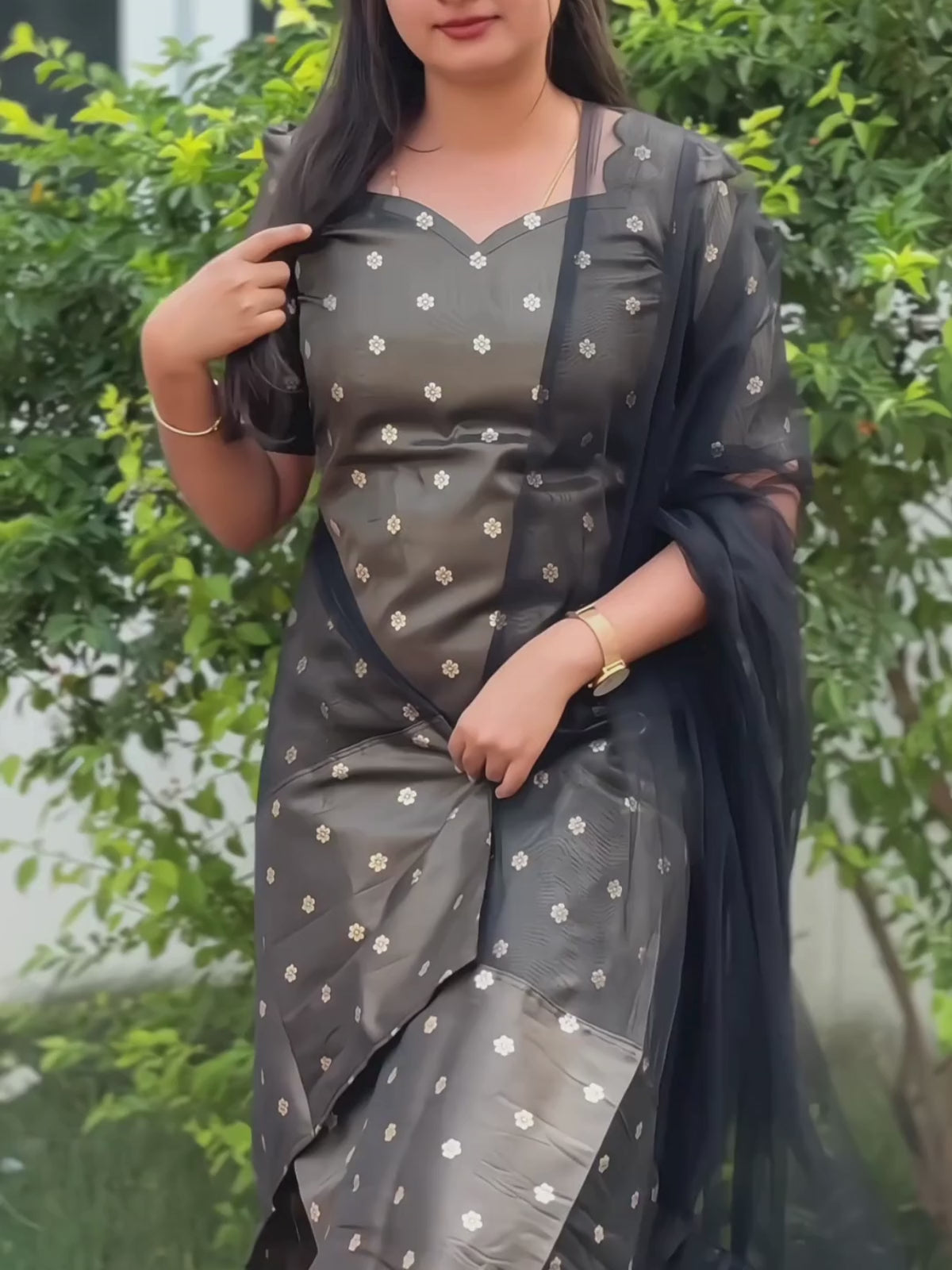 AC193 Tissue Silk Kurti Dupatta Set