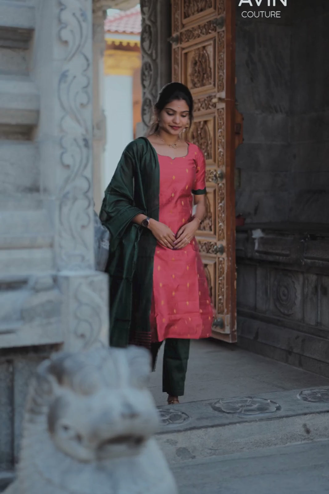 AC179 Peach Raw Silk Suit