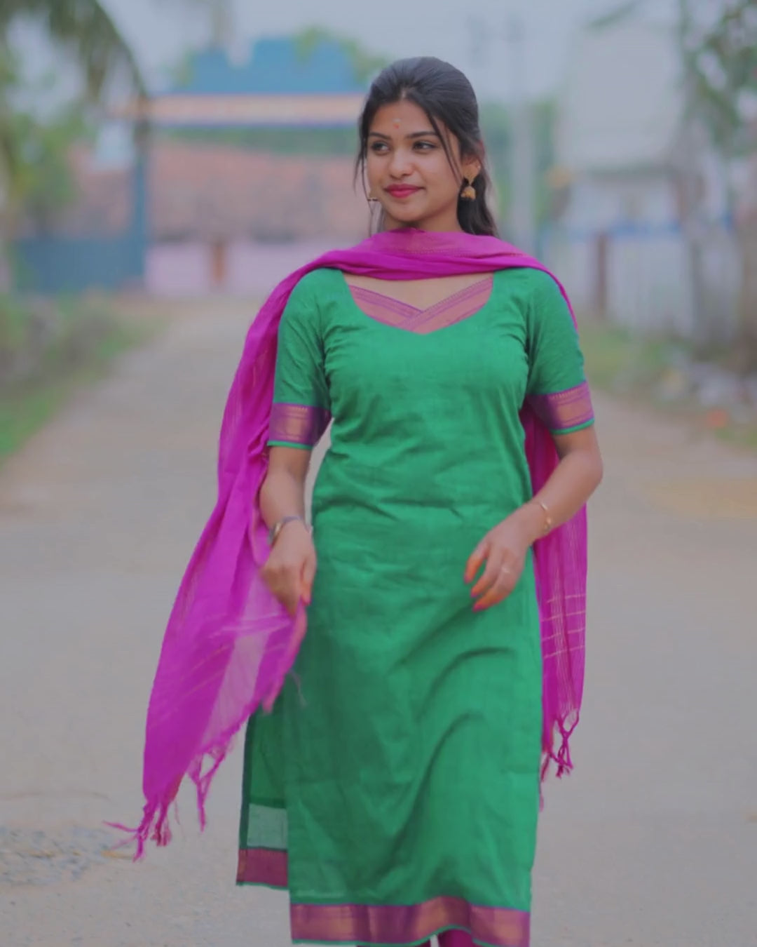 AC169 Mangalgiri Cotton Kurti Set