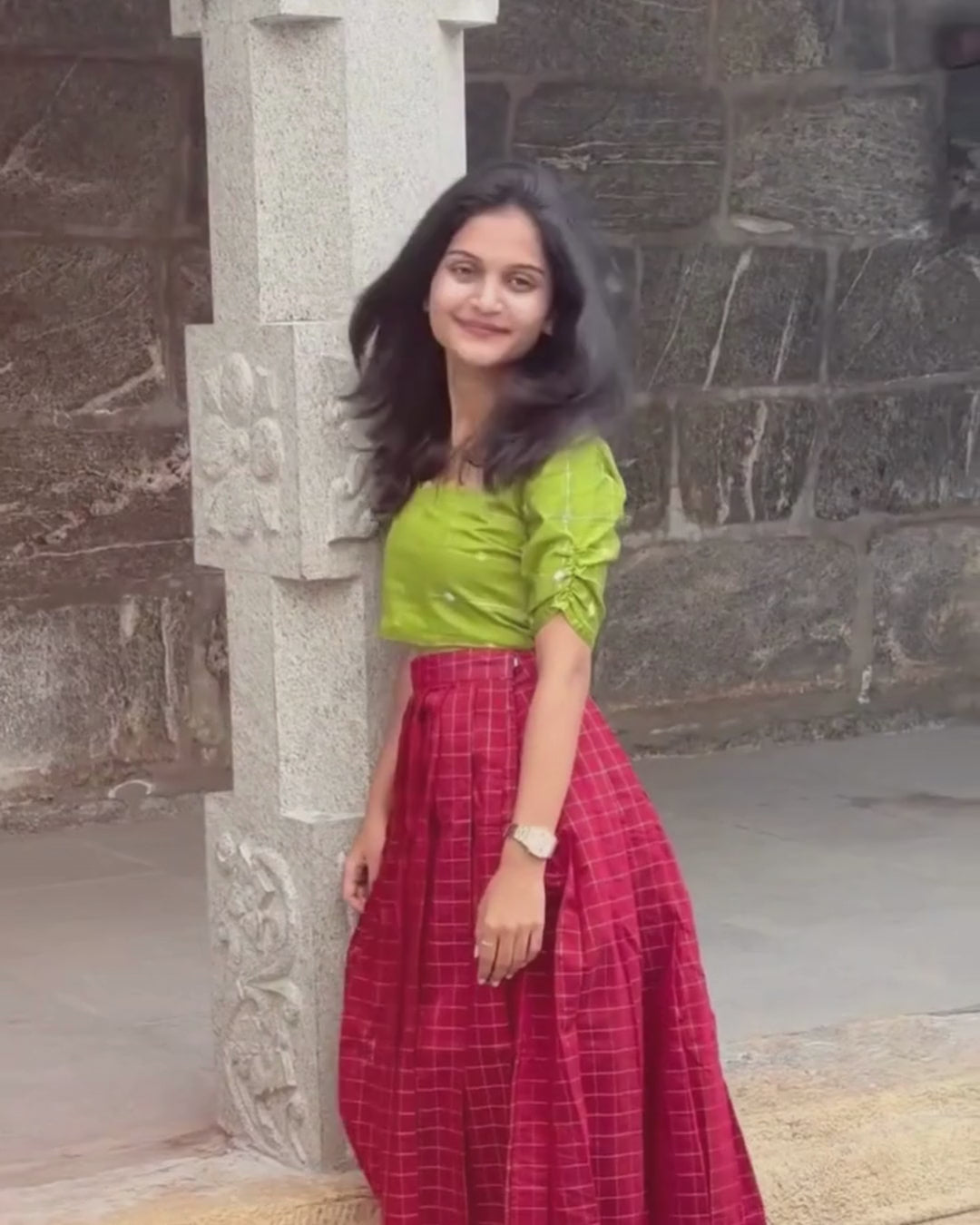 AC148 Raw Silk Crop Top & Skirt Set