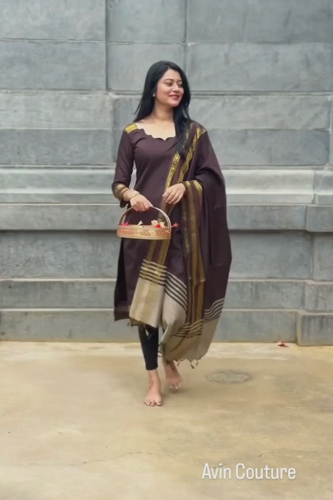AC145 Soft Raw Silk Kurti Dupatta Set