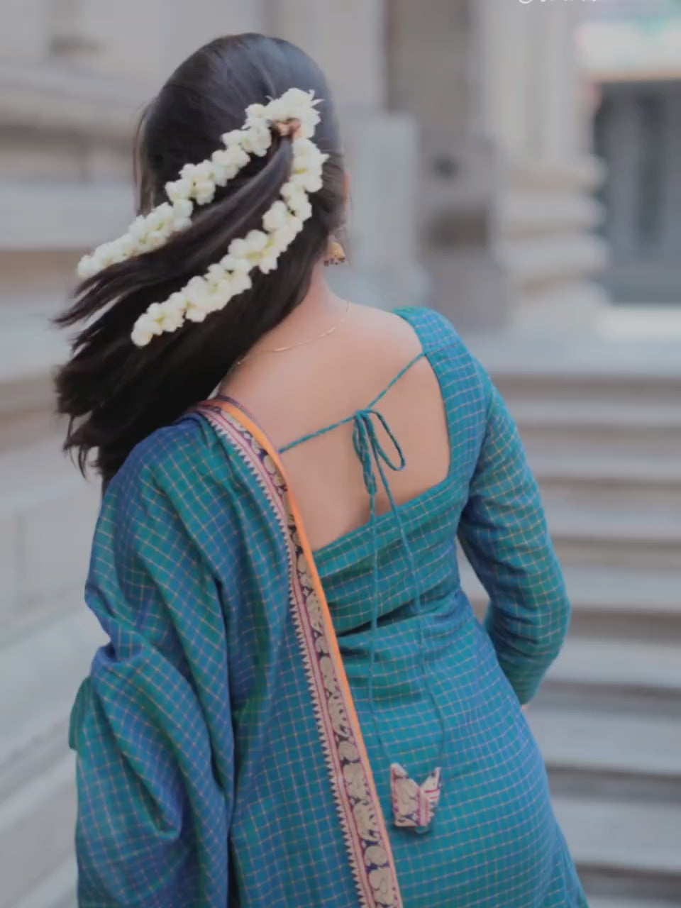 AC211 Peacock Green Narayanpet Kurti Dupatta Set